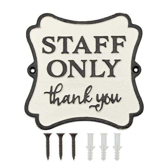 AuldHome Design Cast Iron Staff Only Sign, Business Door Sign for Employees Only Area