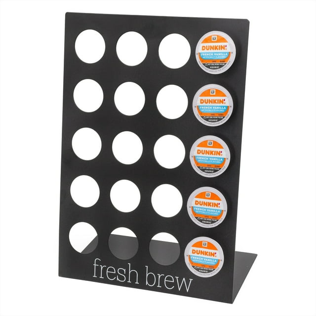 AuldHome Design Contemporary Coffee Pod Stand (Black); Enamelware Coffee Pod Holder, K-Cup Compatible