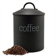 AuldHome Design Enamelware Black Coffee Canister; Modern Farmhouse Style Coffee Storage for Kitchen