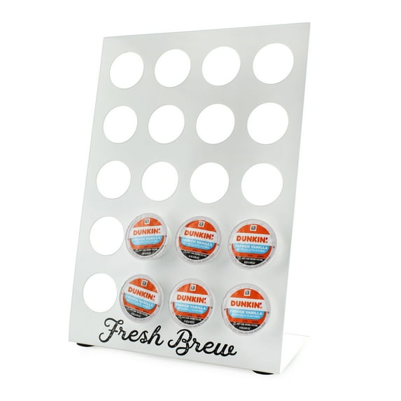 AuldHome Design Enamelware Coffee Pod Stand (White); Rustic Coffee Pod Holder, K-Cup Compatible