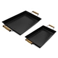 thumbnail image 1 of AuldHome Design Enamelware Rustic Trays (Set of 2, Small & Medium, Black); Farmhouse Decor Rectangular Trays w/ Handles, 1 of 7