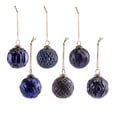 thumbnail image 1 of AuldHome Design Farmhouse Ball Ornaments (Set of 6, Blue); Distressed Metal Glass Ball Vintage Style Navy Blue Christmas Decorations, 1 of 9