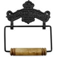 thumbnail image 1 of AuldHome Design Farmhouse Cast Iron Toilet Paper Holder; Wall Mount Vintage Decor Style Black TP Hanger, 1 of 5