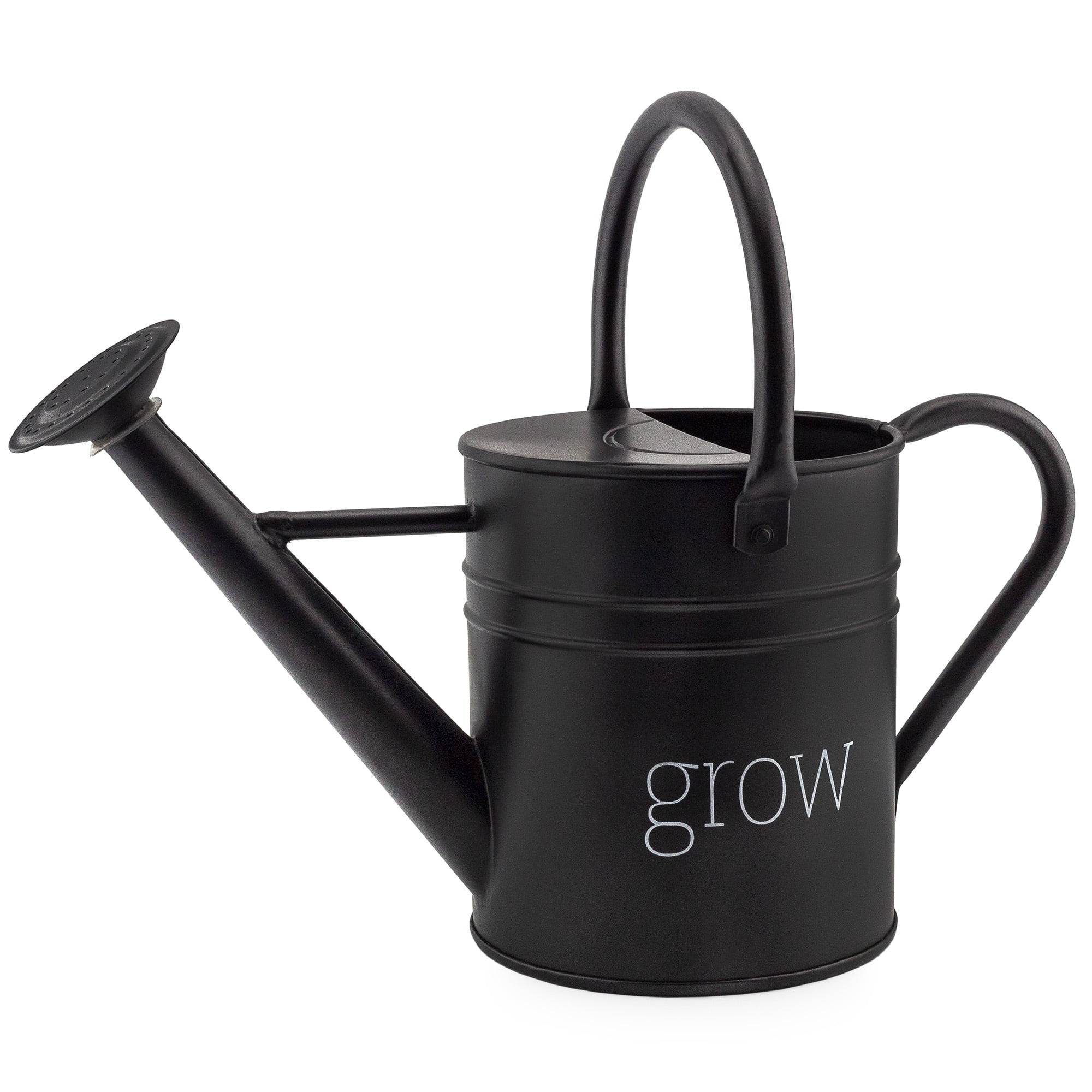 AuldHome Design Farmhouse Enamel Watering Can (Black); Rustic Metal Watering Pitcher for Home Decor and Gardening