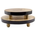 thumbnail image 1 of AuldHome Design Farmhouse Round Wooden Risers (Set of 2, Black Trim), Rustic Decorative Risers for Display w/ Natural Mango Wood and Enamel Trim, 1 of 10