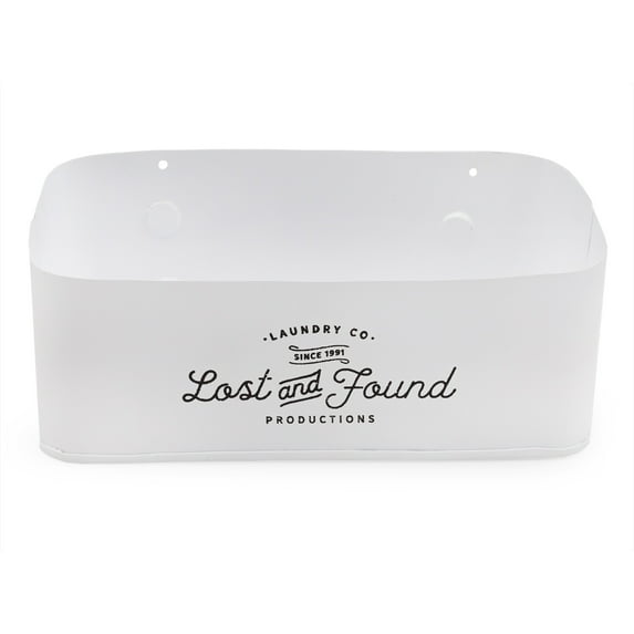 AuldHome Design Laundry Lost and Found Pocket Treasures Holder (White), Magnetic / Wall-Mounted Bin for Lost Coins