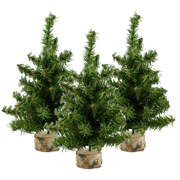 AuldHome Design Mini Christmas Trees (3-Pack, 10-Inch); Canadian Pine Greenery Tabletop Holiday Decor