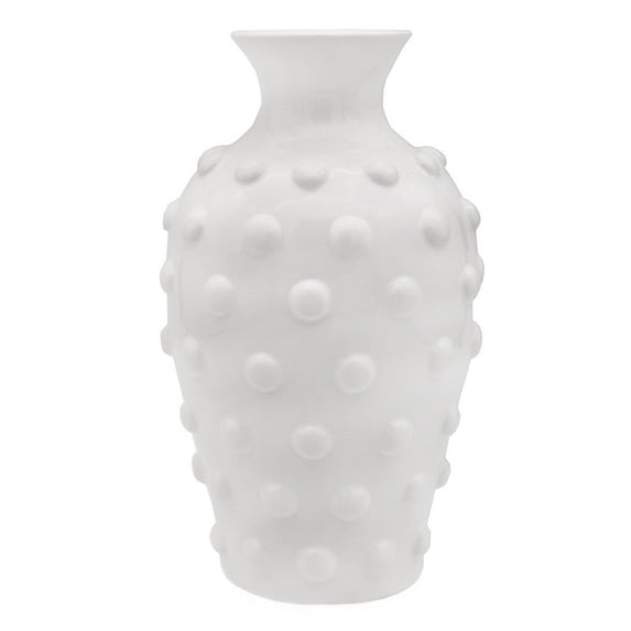 AuldHome Design Old-Fashioned White Hobnail Vase; Vintage Decor for Home, Office, Events