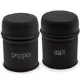 thumbnail image 1 of AuldHome Design Salt and Pepper Shaker Set (Black); Contemporary Modern Farmhouse Retro Enamel Style Shaker Set, 1 of 9