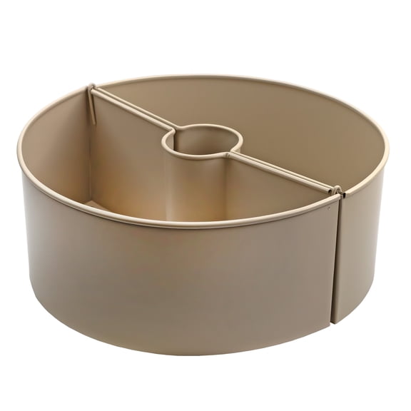 AuldHome Design Umbrella Planter for Patio Table (Beige / Greige), w/ Umbrella Hole, Enamelware Half-Circle Planter Pots