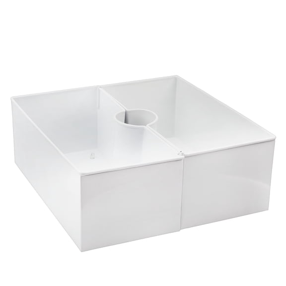 AuldHome Design Umbrella Planter for Patio Table (White Square), w/Umbrella Hole, Enamelware Rectangular Planter Pots