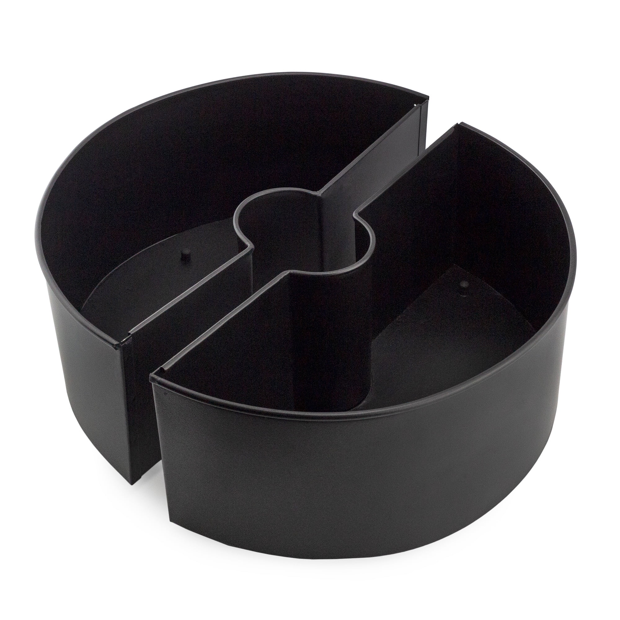 AuldHome Design Umbrella Planter for Patio Table w/ Umbrella Hole (Black), Enamelware Half-Circle Planter Pots
