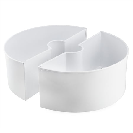 AuldHome Design Umbrella Planter for Patio Table w/ Umbrella Hole (White), Enamelware Half-Circle Planter Pots