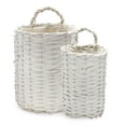 thumbnail image 1 of AuldHome Design Wall Hanging Baskets (White, Set of 2); Woven WIcker Rustic Farmhouse White Washed Door Baskets, Small and Medium Size, 1 of 9
