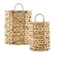 thumbnail image 1 of AuldHome Design Water Hyacinth Baskets (Set of 2); Wall Hanging Woven Rustic Farmhouse  Door Baskets, Small and Medium Size, 1 of 10