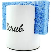 AuldHome Design White Enamel Sponge Holder; Rustic Enamelware Kitchen Sink Accessory