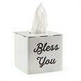 thumbnail image 1 of AuldHome Design White Tissue Box Cover; Enamelware Square Distressed Farmhouse Vintage Style Decor Tissue Holder, 1 of 10