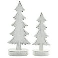 thumbnail image 1 of AuldHome Design Wooden Christmas Trees (Set of 2, Distressed White); Tabletop Handmade Mango Wood Trees w/ Rectangular Base for Holiday Home Decor, 1 of 9