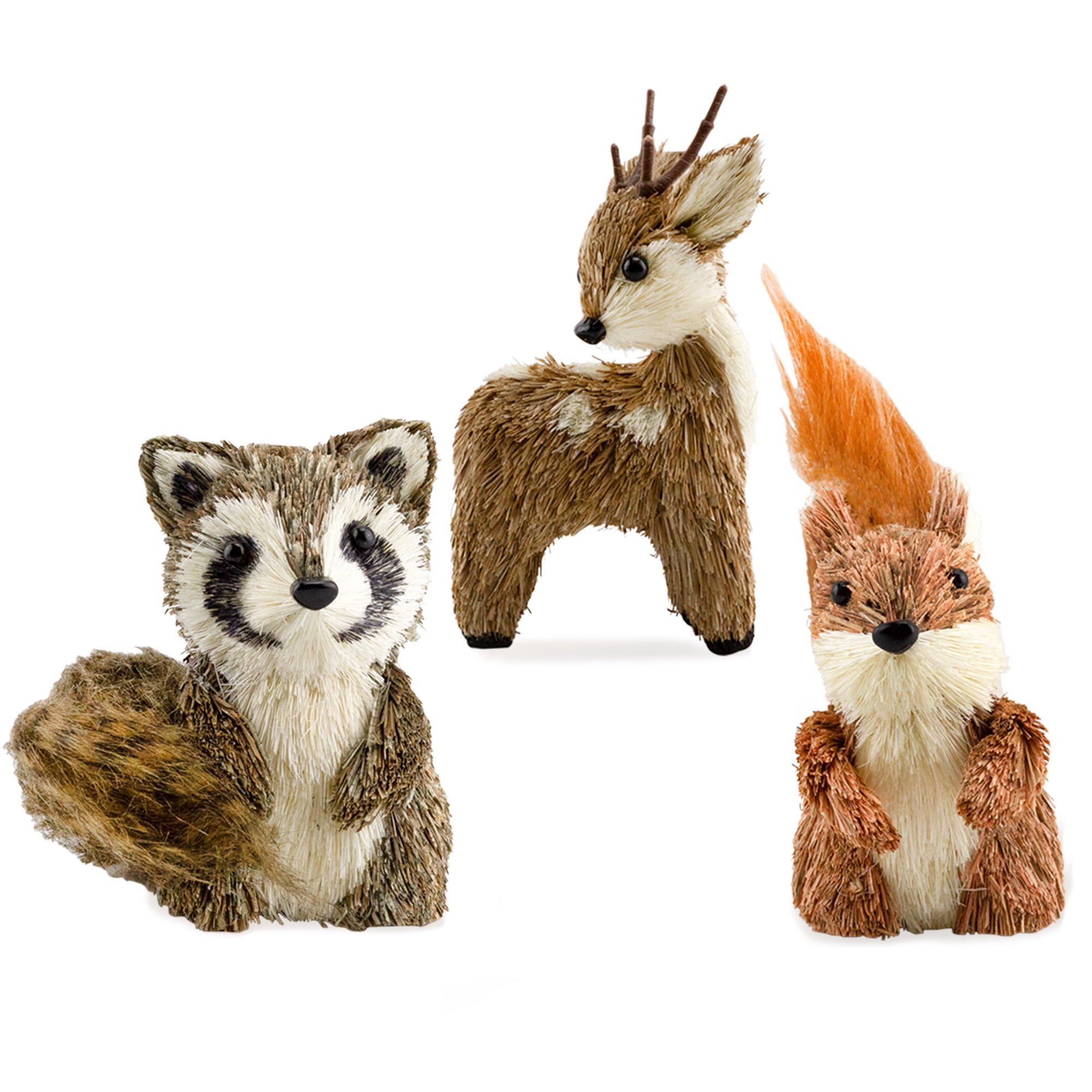 Natural Sisal Fiber Woodland Animal Figurines Set
