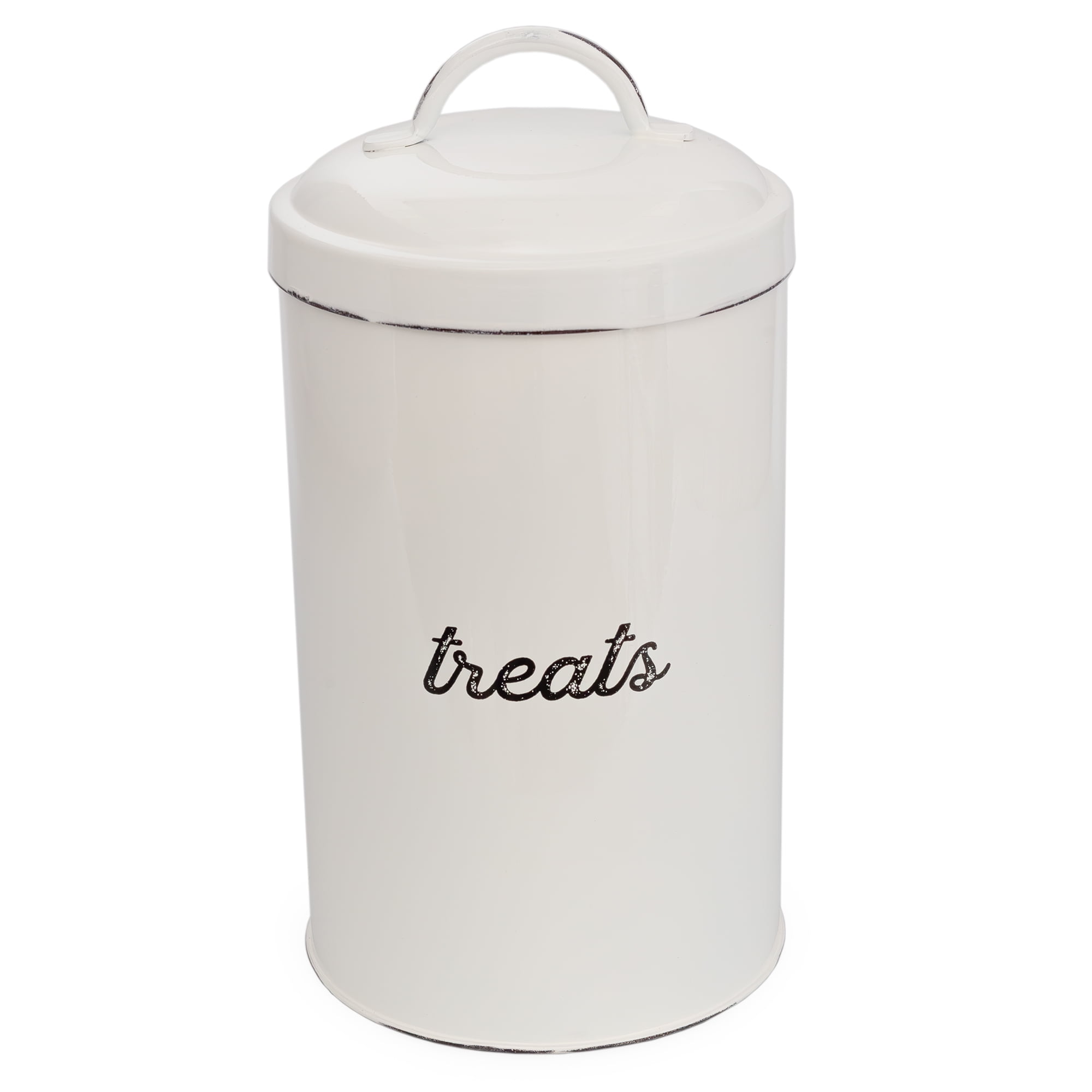 White Enamel Airtight Dog Treat Jar with Lid