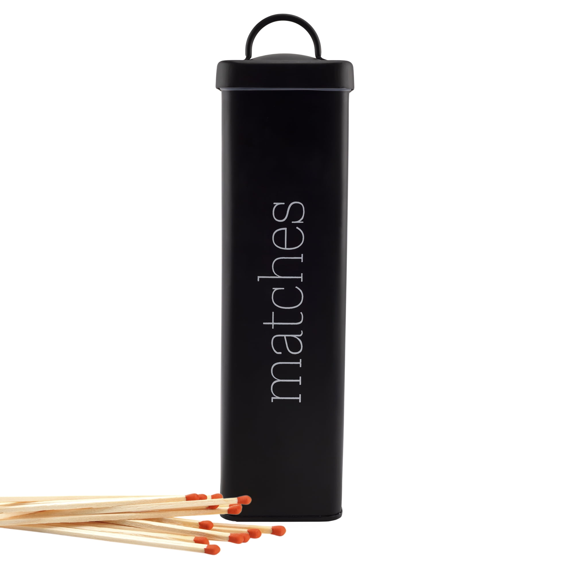 AuldHome Enamelware Fireplace Matches Holder (Black), Farmhouse Storage