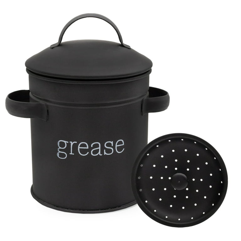 Bacon Grease Container With Fine Strainer Lid Farmhouse Kitchen