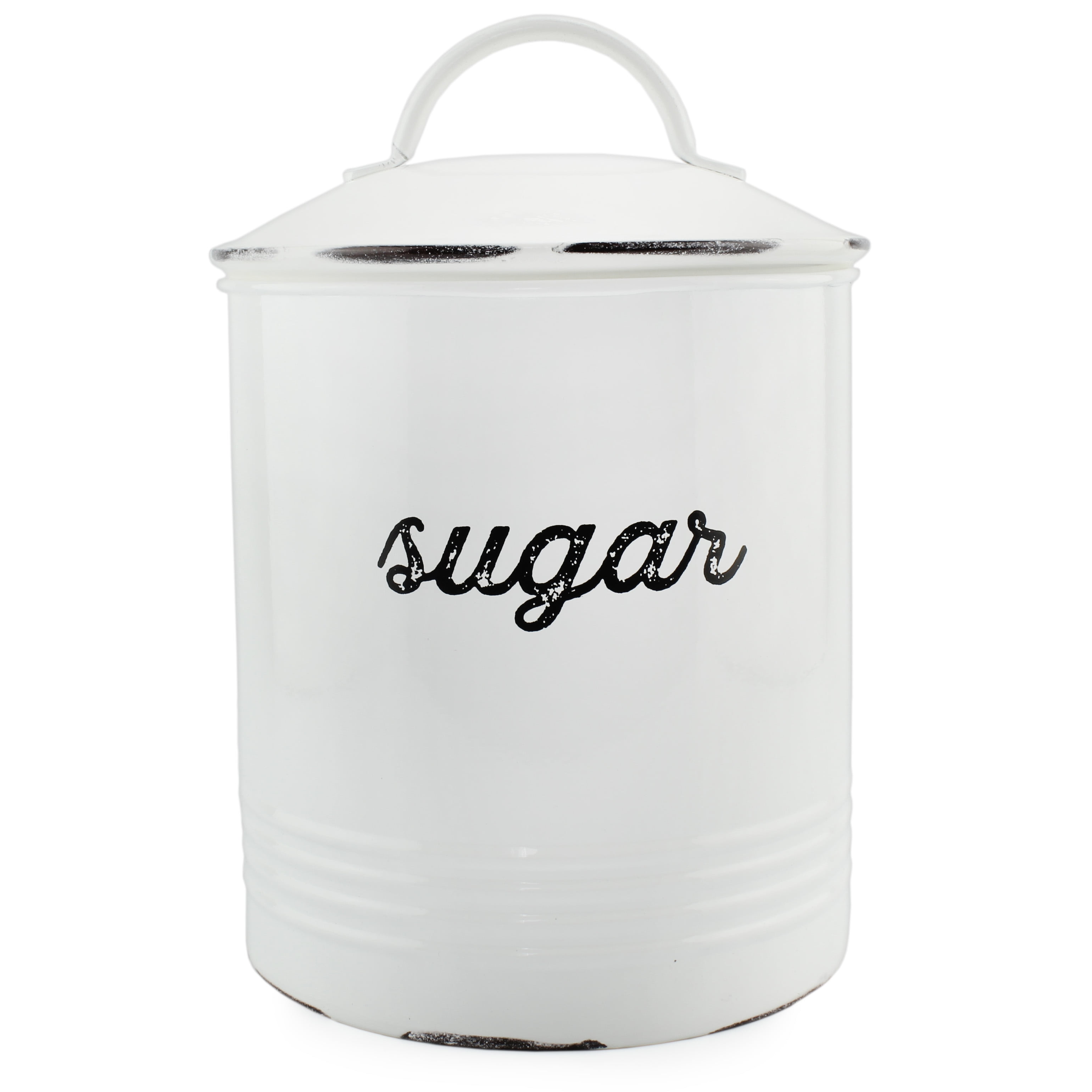 White Ceramic Retro Sugar Canister with Airtight Seal