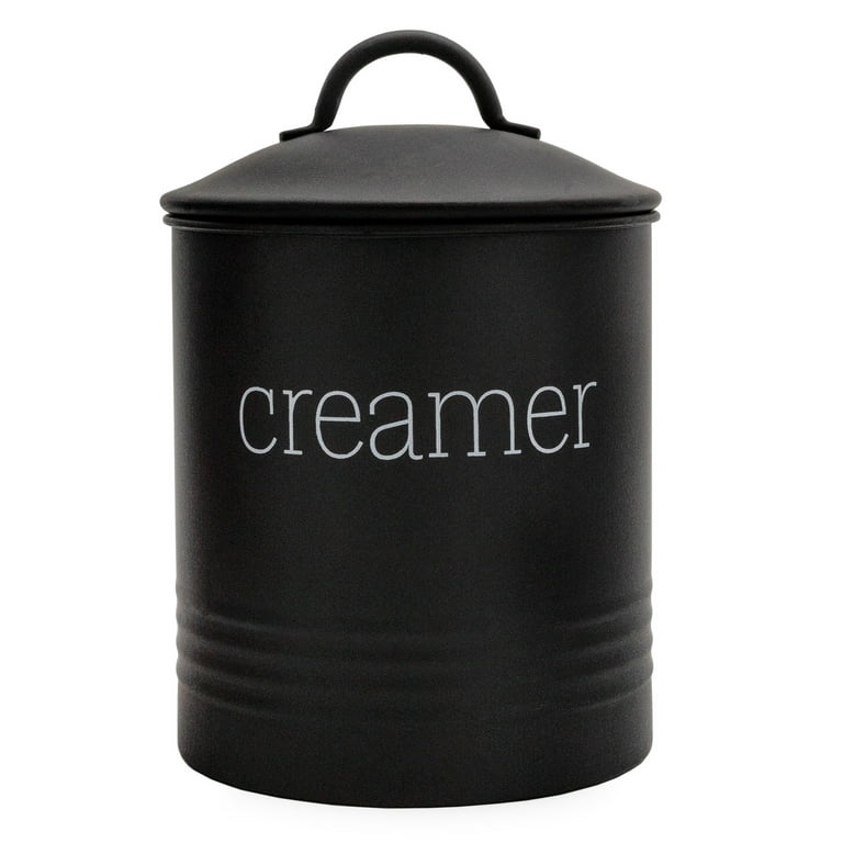 AuldHome Farmhouse Creamer Canister (Black); Metal Coffee