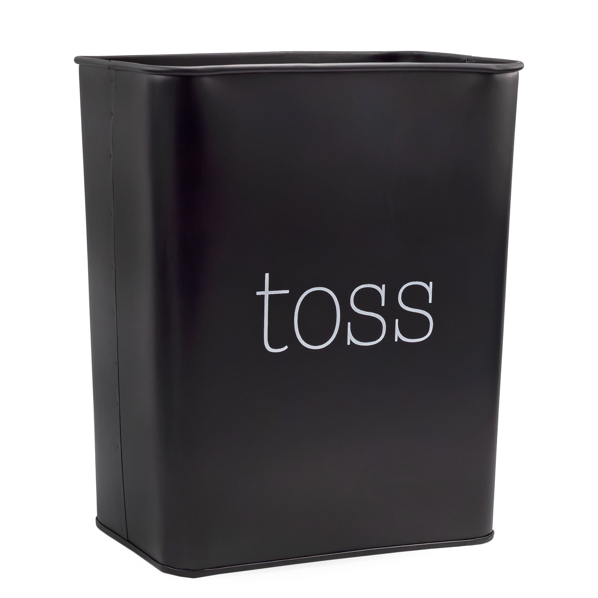 AuldHome Farmhouse Enamelware Wastebasket (Black); Small Rustic Style