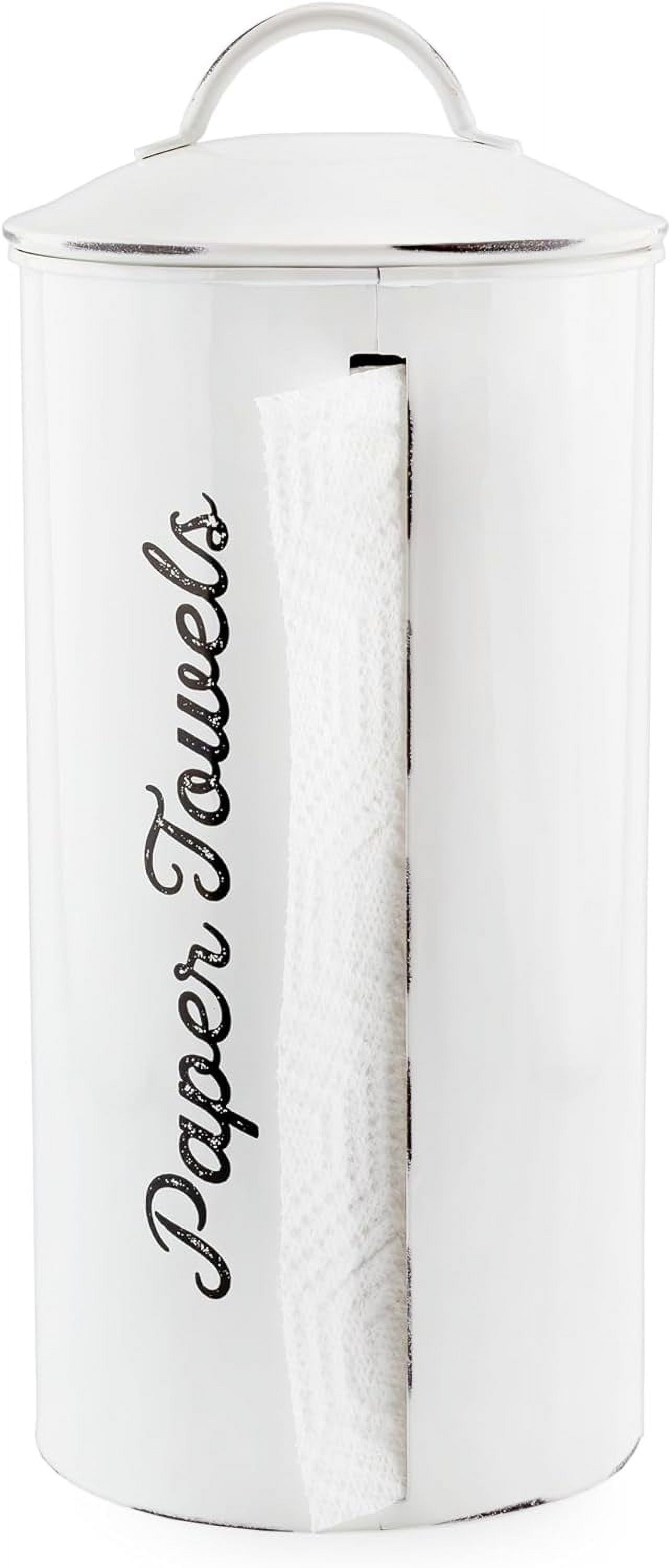 White Enamel Farmhouse Paper Towel Holder with Side Slit