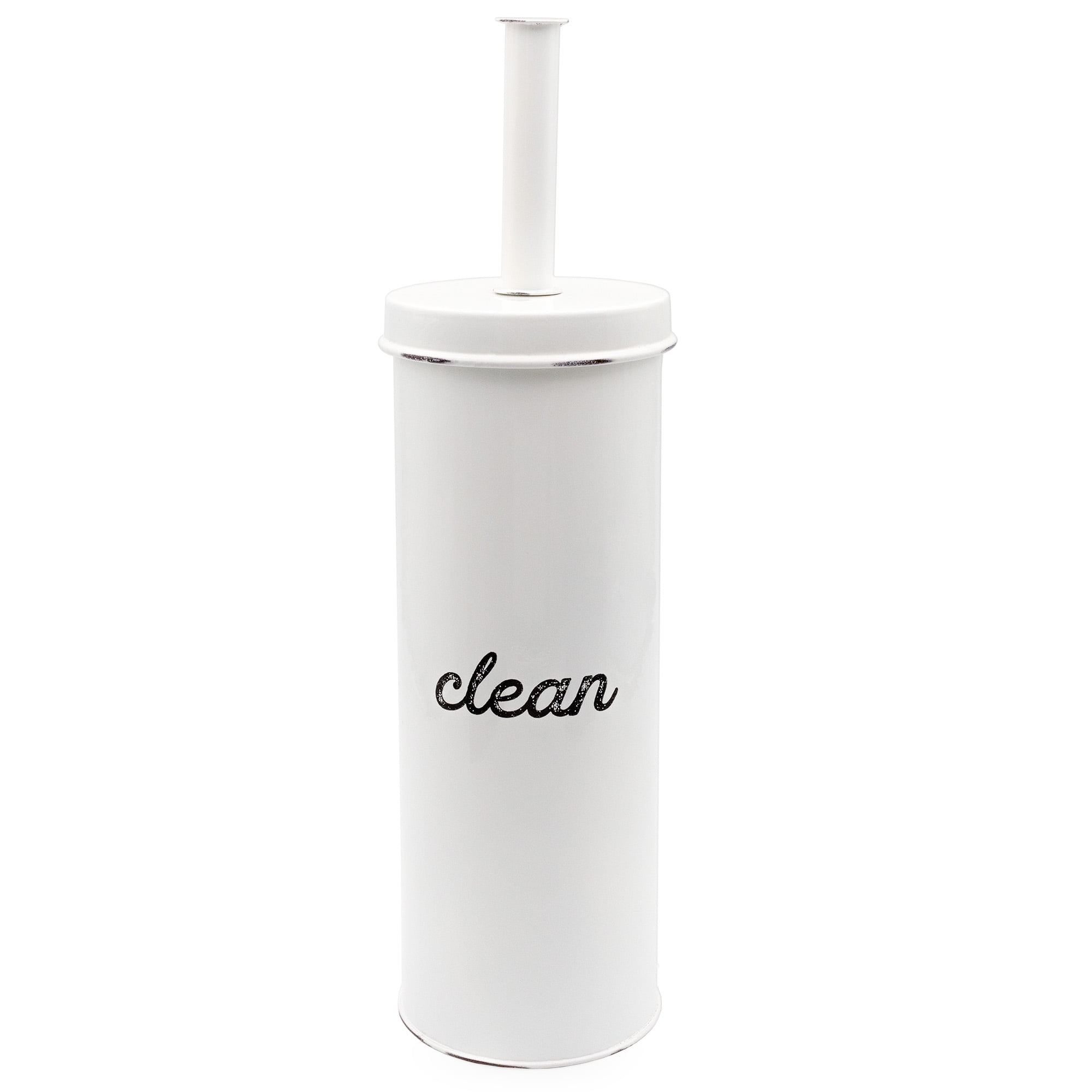 White Enamel Farmhouse Toilet Brush Holder Set