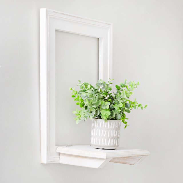 AuldHome Design Farmhouse Window Floating Shelf (Whitewashed); Rustic ...
