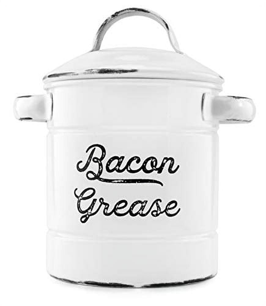 Gator Goods Bacon Grease Oil Container Storage Can Keeper w/Stainless  Strainer Paleo Keto Pour Spout Ceramic Porcelain Stoneware Fat