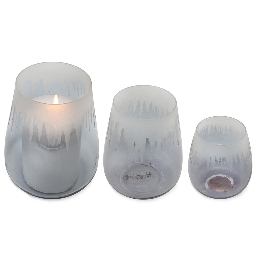 AuldHome Hurricane Lamp Candle Holders (Set of 3); Glass Decorative