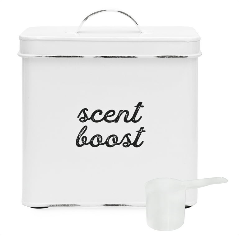 AuldHome Laundry Scent Booster Storage Container (White), Enamelware  Canister Dispenser for Clothing Fragrance Beads 