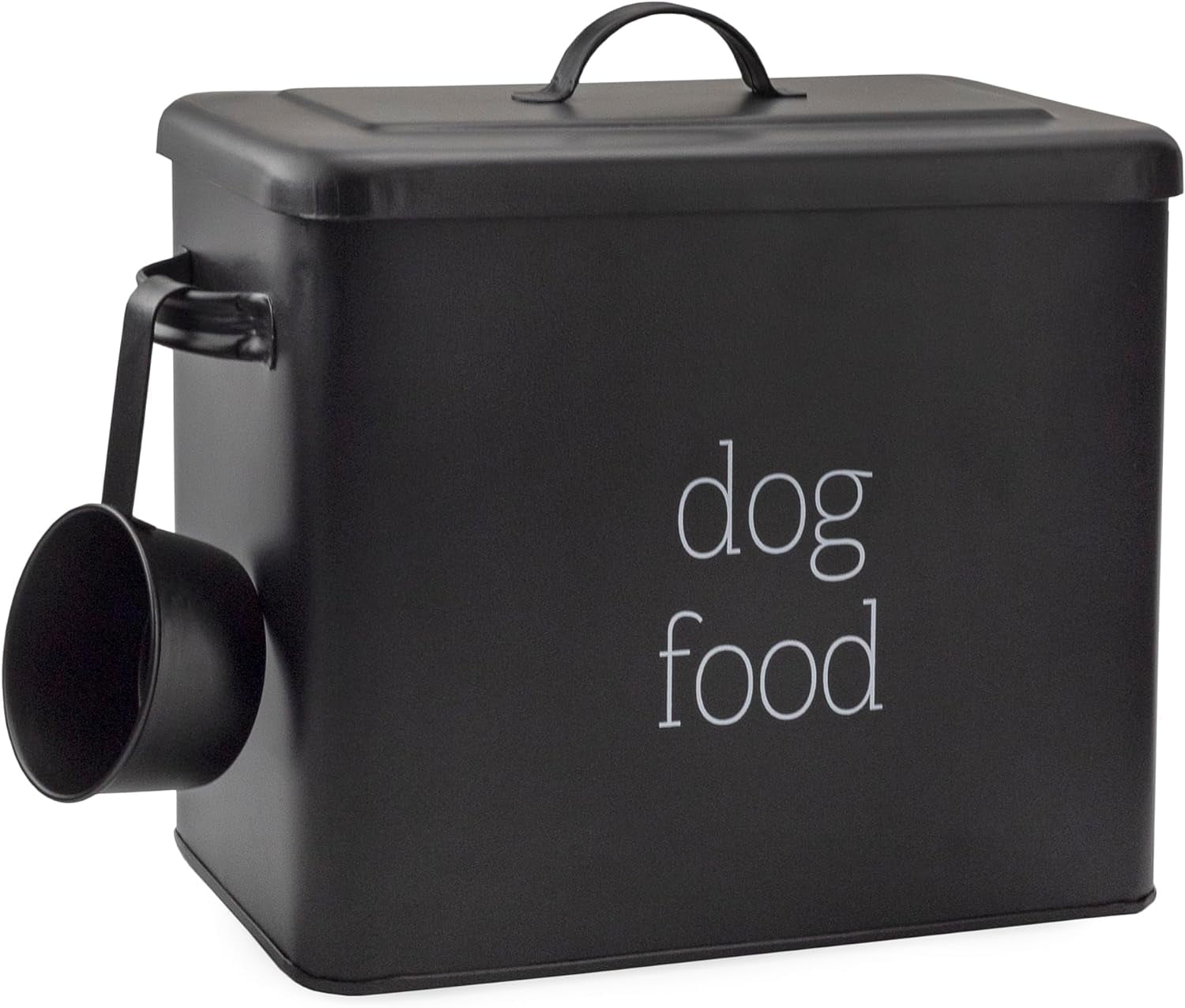 Black Enamel Airtight Dog Food Storage Canister with Scoop