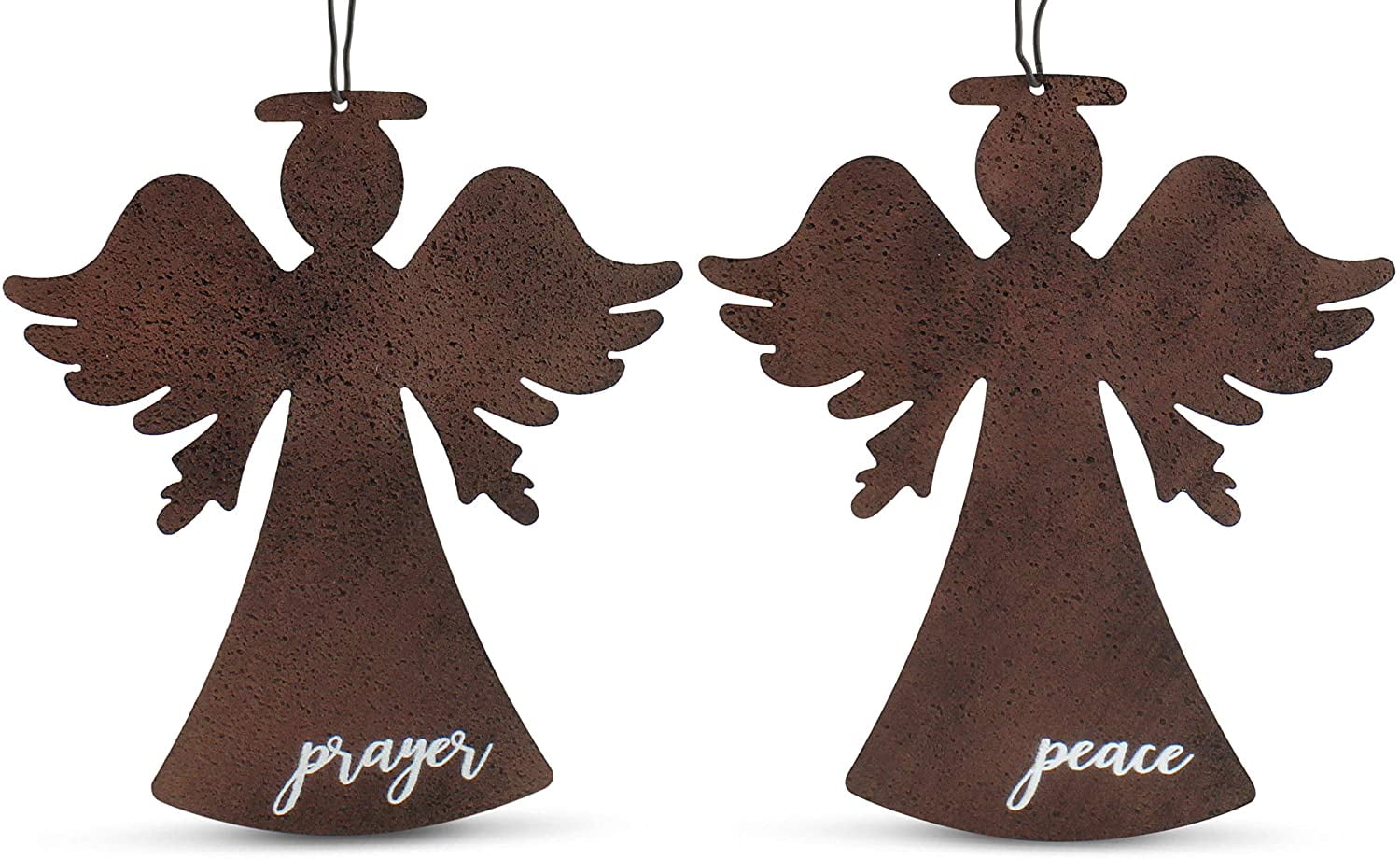 Rustic Metal Angel Silhouette Christmas Ornaments Set