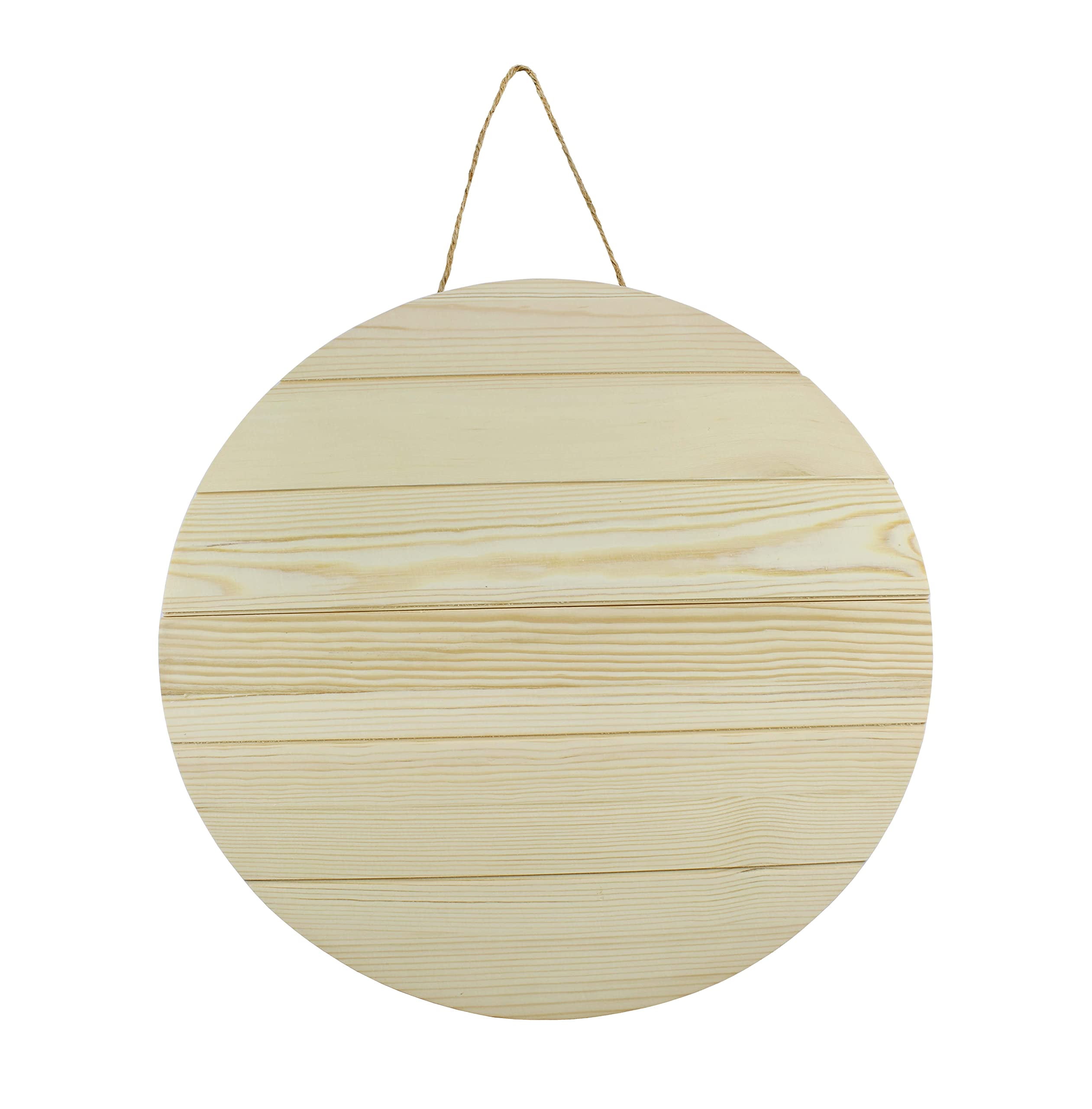 AuldHome Unfinished Round Wood Sign (Natural, 17Inch); Rustic Shiplap