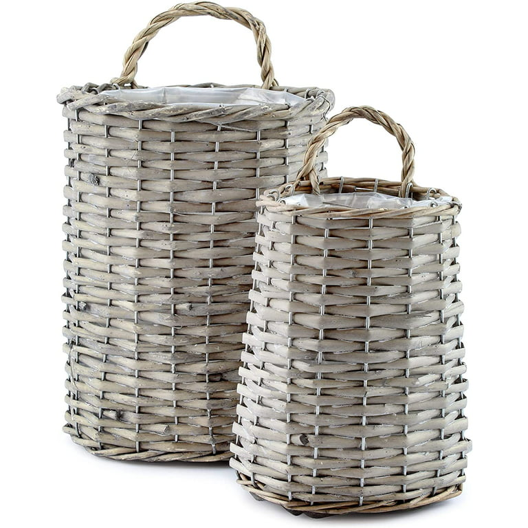 Rectangular Grey & Buff Rattan Storage Baskets - The Basket Company