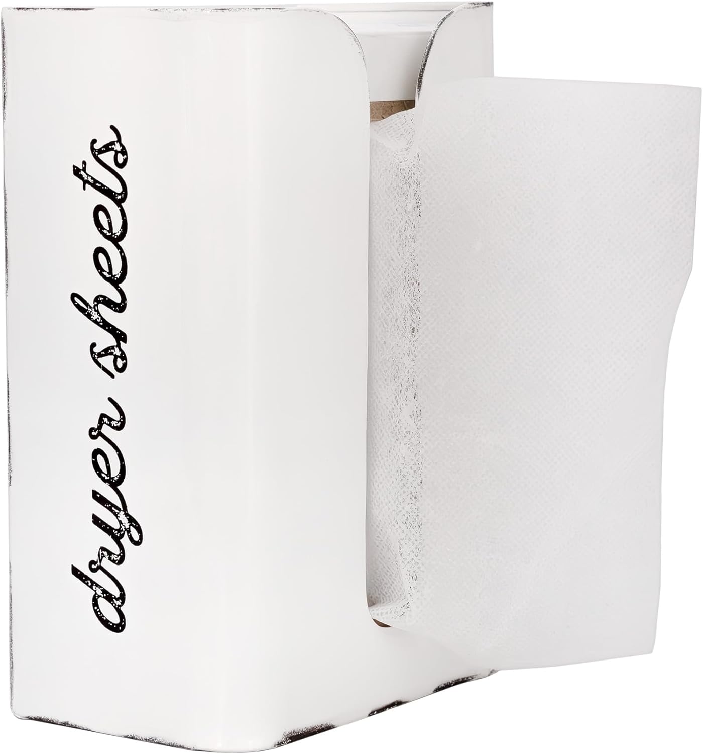 Auldhome Dryer Sheet Dispenser (White); Rustic Distressed Fabric