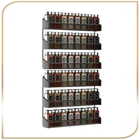 Auledio 2 Pack 3 Tier Metal Spice Rack Organizer Wall-Mount Seasoning Jars Rack for Kitchen Cabinet, Black