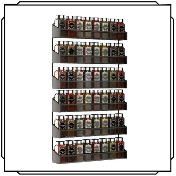Auledio 2 Pack 3 Tier Metal Spice Rack Organizer Wall-Mount Seasoning Jars Rack for Kitchen Countertop , Bronze
