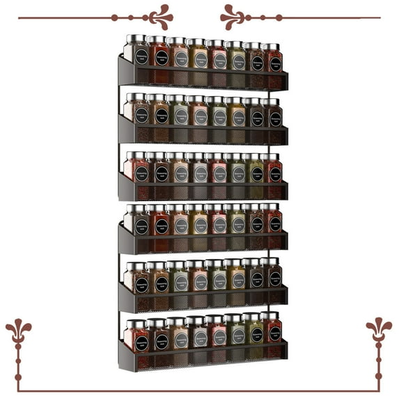 Auledio 2 Pack 3 Tier Metal Spice Rack Organizer Wall-Mount Seasoning Jars Shelf for Kitchen Pantry Door (Bronze)