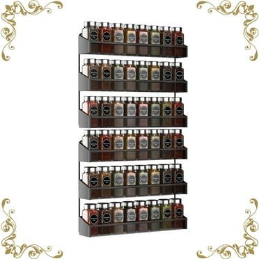 Auledio 2 Pack 3 Tier Metal Spice Rack Organizer Wall-Mount Shelf Storage Holder for Cupboard, Pantry Door, Black