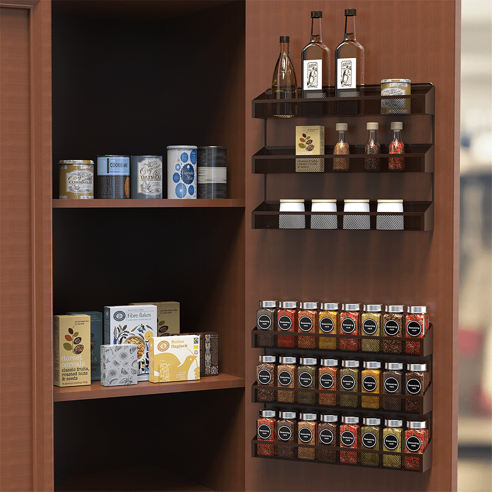 Auledio 2 Pack 3 Tier Metal Spice Rack Organizer Wall-Mount Shelf ...