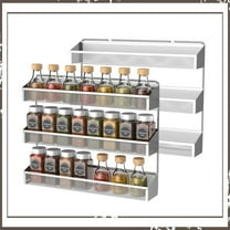 Auledio 2 Pack 3 Tier Metal Spice Rack Organizer Wall-Mount Shelf Storage Holder for Cupboard, Pantry Door (Silver)