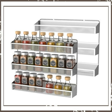 Auledio 2 Pack 3 Tier Metal Spice Rack Organizer Wall-Mount Shelf Storage Holder for Cupboard, Pantry Door (Silver)