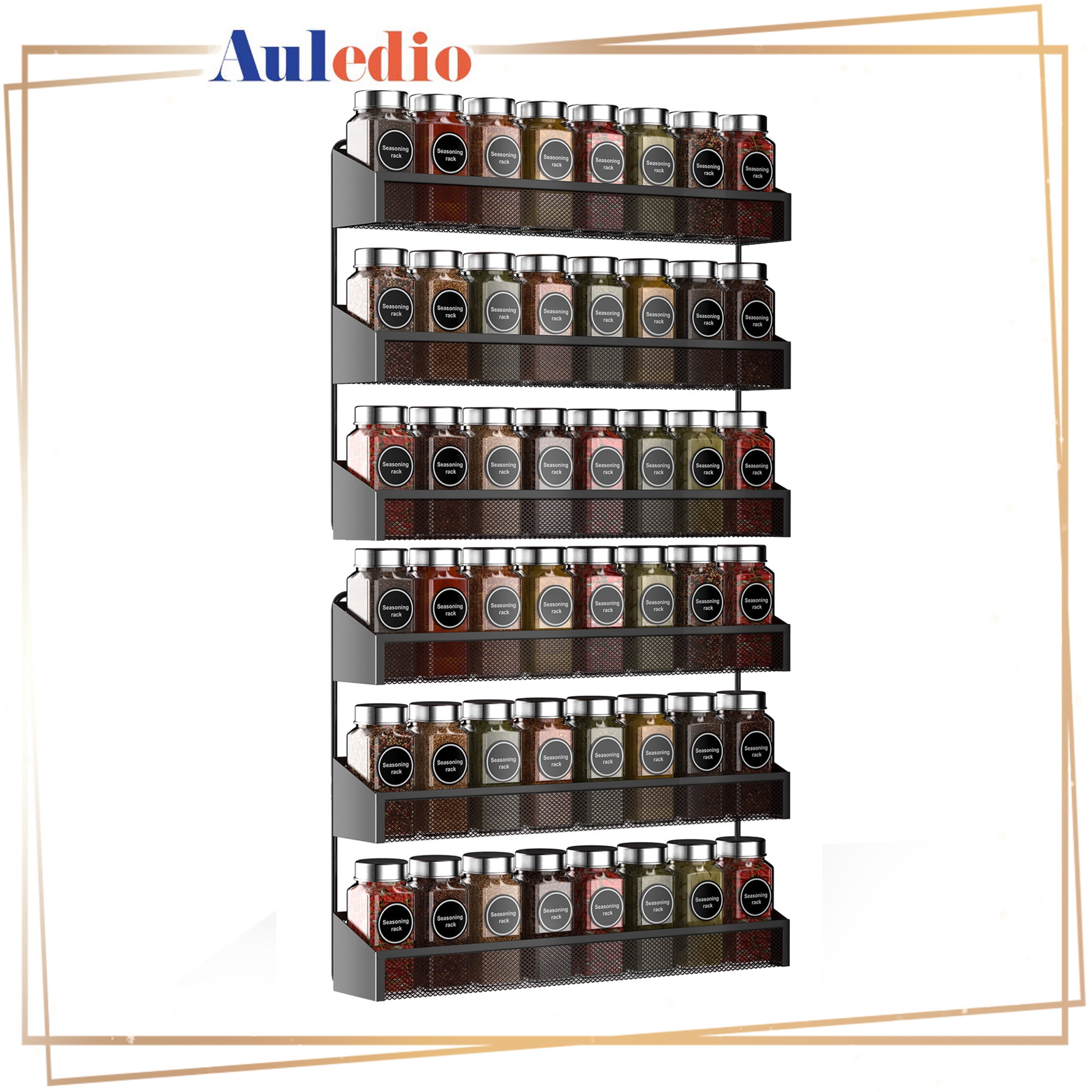 Auledio 2 Pack 3 Tier Metal Spice Rack Organizer Wall-Mount Shelf ...