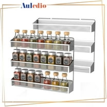 Auledio 2 Pack 3 Tier Metal Spice Rack Organizer Wall-Mount Shelf Storage Holder for Kitchen Pantry Door (Silver)