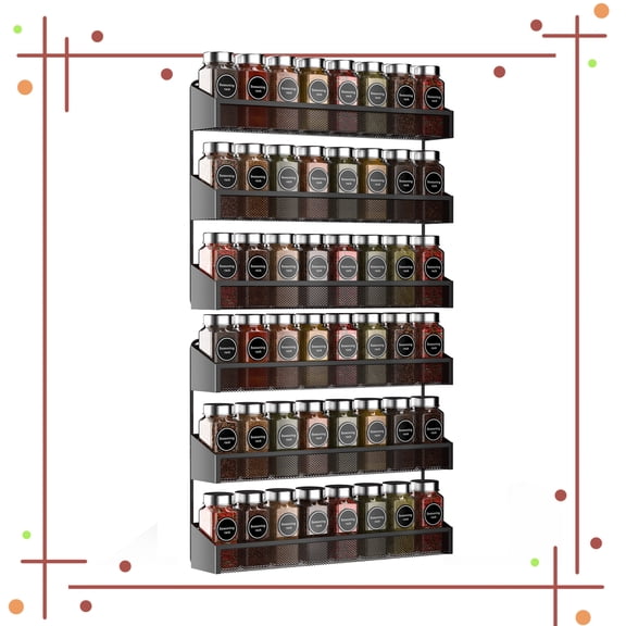 Auledio 2 Pack 3 Tier Metal Spice Rack Organizer Wall-Mount Spice Jars Organizer for Kitchen Countertop , Black